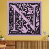 Letter N Mittelalterliche Monogram Art Nouveau Leinwanddruck (Insitu (Wohnzimmer))