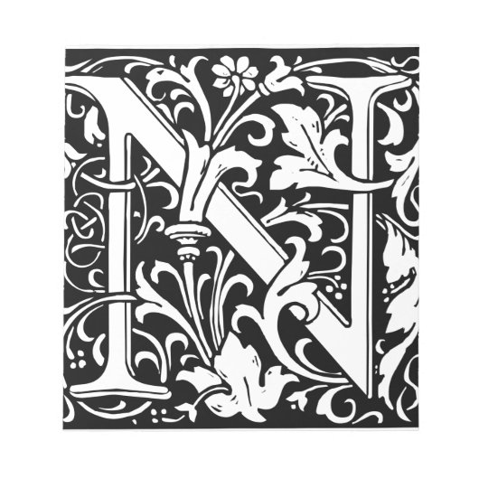 Letter N Mittelalterliche Monogram Art Nouveau Notizblock (Vorderseite)
