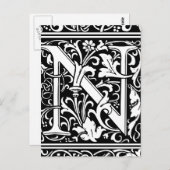 Letter N Mittelalterliche Monogram Art Nouveau Postkarte (Vorne/Hinten)