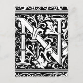 Letter N Mittelalterliche Monogram Art Nouveau Postkarte (Vorderseite)