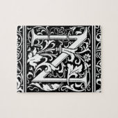 Letter N Mittelalterliche Monogram Art Nouveau Puzzle (Horizontal)