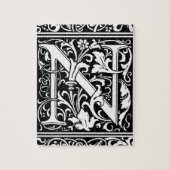 Letter N Mittelalterliche Monogram Art Nouveau Puzzle (Vertikal)