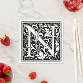 Letter N Mittelalterliche Monogram Art Nouveau Serviette (Beispiel)