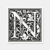 Letter N Mittelalterliche Monogram Art Nouveau Serviette (Vorderseite)