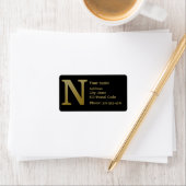 Letter N Monogram Gold Address Label Adressaufkleber (Insitu)