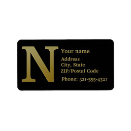 Letter N Monogram Gold Address Label Adressaufkleber