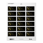 Letter N Monogram Gold Address Label Adressaufkleber (Vorne)