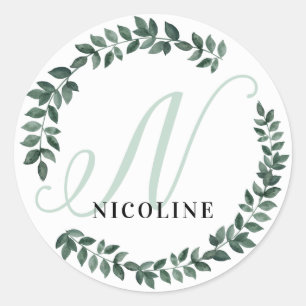 Letter N Monogram Individuelle Name Minimalistisch Runder Aufkleber