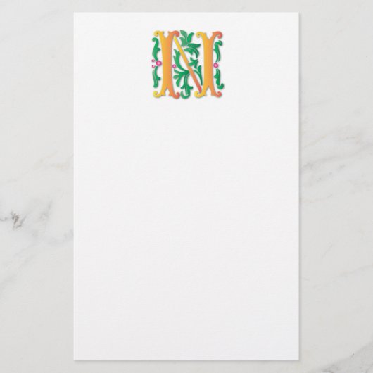 Letter N Monogram-Lilie Briefpapier (Vorderseite)
