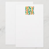 Letter N Monogram-Lilie Briefpapier (Vorne/Hinten)