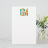 Letter N Monogram-Lilie Briefpapier (Stehend Vorderseite)