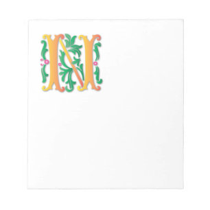 Letter N Monogram-Lilie Notizblock