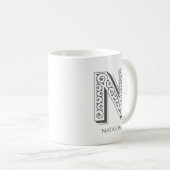 Letter N Monogram Modern Name Kaffeetasse (VorderseiteRechts)