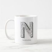 Letter N Monogram Modern Name Kaffeetasse (Links)