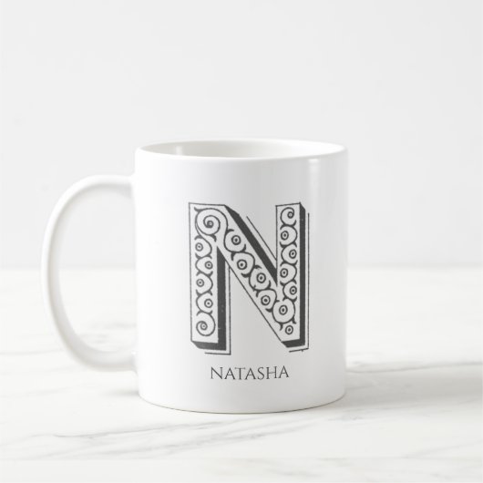 Letter N Monogram Modern Name Kaffeetasse (Links)
