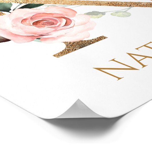 Letter N Monogram Pink Rosa Kinderzimmer Poster (Ecke)