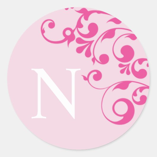 Letter N Monogram Pink Wedding Umschlag Aufkleber (Vorderseite)