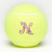 Letter N-Monogramm-Girls personalisierte Doodart Tennisbälle (Rückseite)