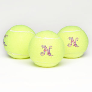 Letter N-Monogramm-Girls personalisierte Doodart Tennisbälle