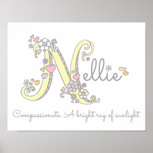 Letter N Nellie Initial Doodle Art Name bedeutet Poster