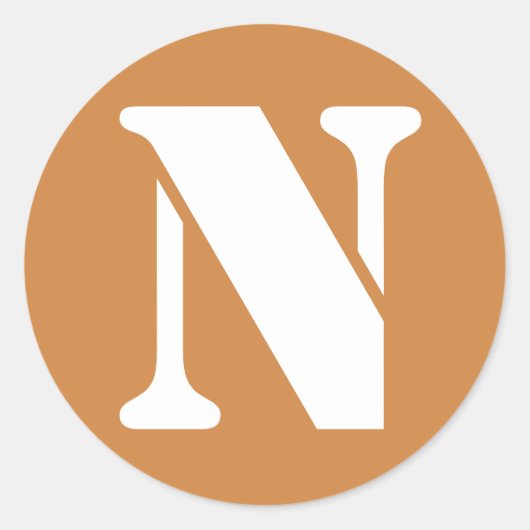 Letter N Peru Gold Stencil Alphabet von Janz Runder Aufkleber (Vorderseite)