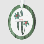 *~* Letter N Rustikales Weihnachtsfest FOTO Holz A Ornament (Vorderseite)