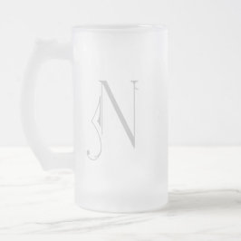 Letter N Scroll Typogramm Monogramm Mattglas Bierglas