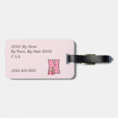 Letter N Teddy Bear in Pink Gingham Checks Gepäckanhänger (Rückseite horizontal)