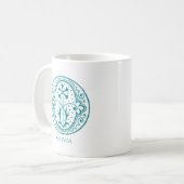 Letter O Aquamarin Monogram Moderner Name Kaffeema Kaffeetasse (Vorderseite Links)