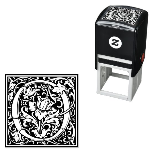 Letter O Art Nouveau Schwarz/Weiß Tile Permastempel (Beispiel)