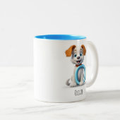 Letter O Dog Alphabet Monogram Coffee Tasse (VorderseiteRechts)