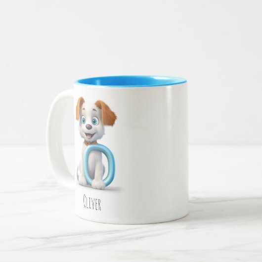 Letter O Dog Alphabet Monogram Coffee Tasse (Vorderseite Links)