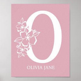 Letter O Floral Monogram Name Kinderzimmer Modern Poster