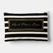 Letter O Floral Monogram Schwarz-weiße Streifen Zubehörtasche (Rückseite)