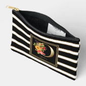 Letter O Floral Monogram Schwarz-weiße Streifen Zubehörtasche (Offen)
