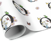 Letter O Floral Watercolor Butterfly Monogram Geschenkpapier (Rolleneckpunkt)