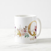 Letter O - Gold Floral Name Schwesterkollege Freun Kaffeetasse (VorderseiteRechts)