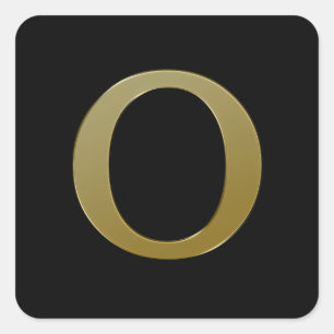 Letter O Gold Square Aufkleber