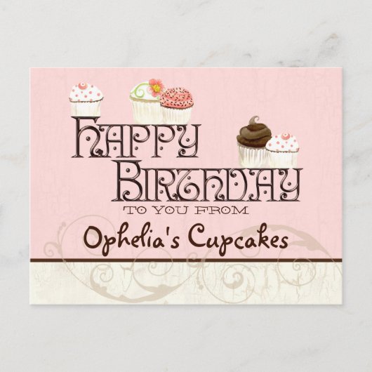 Letter O Happy Birthday Cupcake Business Postkarte (Vorderseite)
