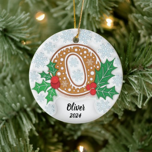 Letter O Individuelle Name Monogram Christmas Keramik Ornament (Baum)