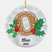 Letter O Individuelle Name Monogram Christmas Keramik Ornament (Hinten)