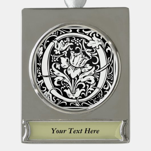 Letter O mittelalterliche Monogram Art Nouveau Banner-Ornament Silber (Vorderseite)