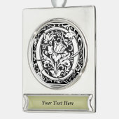 Letter O mittelalterliche Monogram Art Nouveau Banner-Ornament Silber (Links)