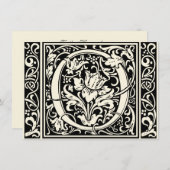 Letter O mittelalterliche Monogram Art Nouveau Einladung (Vorne/Hinten)