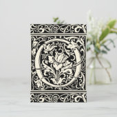 Letter O mittelalterliche Monogram Art Nouveau Einladung (Stehend Vorderseite)