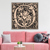 Letter O mittelalterliche Monogram Art Nouveau Leinwanddruck (Insitu (Wohnzimmer))
