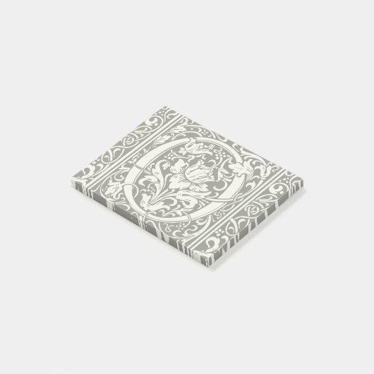 Letter O mittelalterliche Monogram Art Nouveau Post-it Klebezettel (angewinkelt)