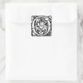 Letter O mittelalterliche Monogram Art Nouveau Quadratischer Aufkleber (Tasche)