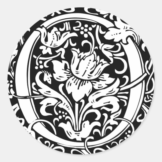 Letter O mittelalterliche Monogram Art Nouveau Runder Aufkleber (Vorderseite)