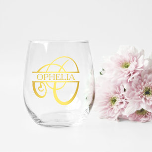 Letter O Monogram Bridesmaid Geschenk, Modernes El Weinglas Ohne Stiel